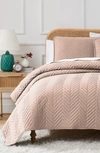 Southshore Fine Linens Chevron Quilt Set In Rose Dust