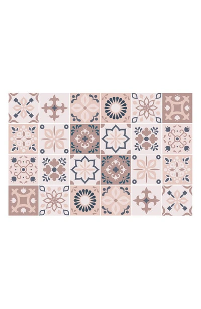 Walplus Menara Pink & Grey 72-piece Tile Sticker Set In Multicolored