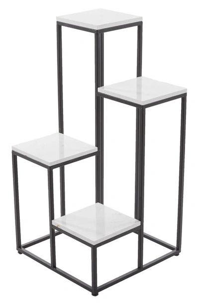 Ginger Birch Studio White Marble 4-tier Plant Stand In Grey