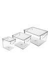Sorbus Clear Lidded 3-piece Bin Set In Clear