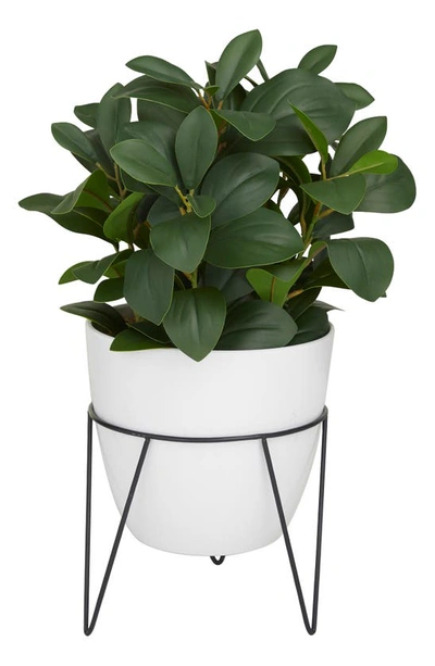 Ginger Birch Studio Green Faux Foliage Eucalyptus Artificial Plant With Metal Stand & White Pot
