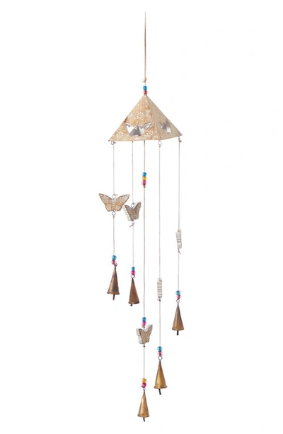 Ginger Birch Studio Ginger And Birch Studio Gold Wooden Butterfly Wind Chime