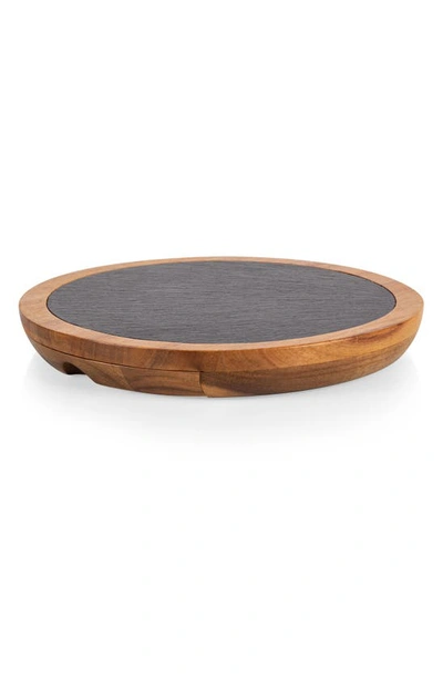 Picnic Time Acacia And Slate Serving Board With Cheese Tools In Black