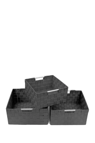 Sorbus Gray Woven 3-piece Basket Set