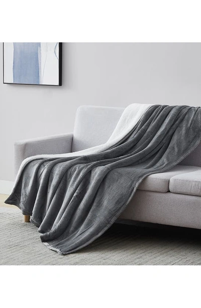 Southshore Fine Linens Faux Shearling Fleece Oversized Reversible Blanket In Slate