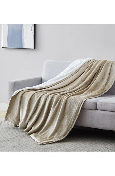 Southshore Fine Linens Faux Shearling Fleece Oversized Reversible Blanket In Sand