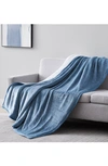 Southshore Fine Linens Faux Shearling Fleece Oversized Reversible Blanket In Blue