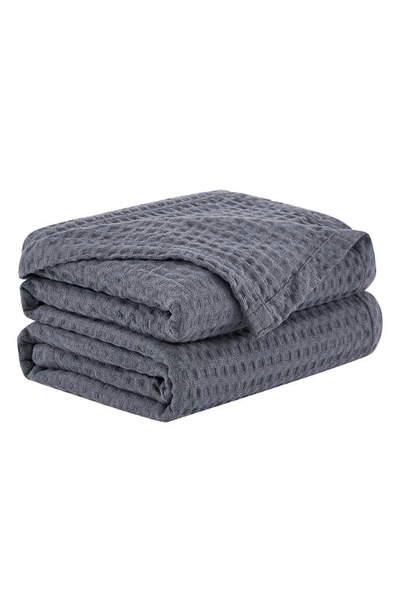 Southshore Fine Linens Waffle Cotton Blanket In Grey