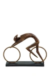 Willow Row Polystone Bicycler Statue In Brown