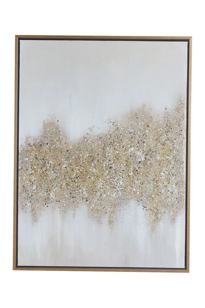 Cosmo By Cosmopolitan Rectangular Gold And Grey Abstract Textured Canvas Wall Art With Gold Wood Frame