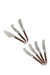 French Home 7-piece Laguiole Pakkawood Cheese Set In Wood Grain