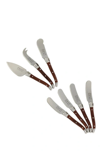 French Home 7-piece Laguiole Pakkawood Cheese Set In Wood Grain