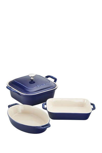 Staub 4-piece Enameled Ceramic Baking Dish Set In Dark Blue