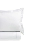 Melange King 600 Thread Count Cotton 2 Stripe Embroidered Duvet Set In White/white