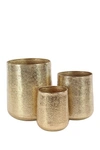 Vivian Lune Home Goldtone Aluminum Indoor & Outdoor Planter With Hammered Design In Gold