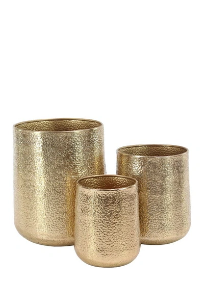 Vivian Lune Home Goldtone Aluminum Indoor & Outdoor Planter With Hammered Design