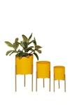 GINGER BIRCH STUDIO YELLOW METAL CONTEMPORARY PLANTER WITH REMOVABLE STAND