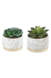 Flora Bunda Marble Artificial Succulent In White