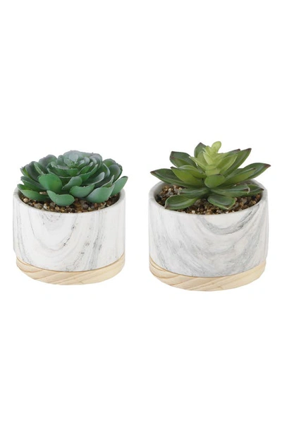 Flora Bunda Marble Artificial Succulent In White