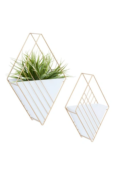 Cosmo By Cosmopolitan Modern Iron Wall Planter In White