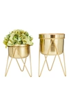 COSMO BY COSMOPOLITAN GOLDTONE METAL MODERN PLANTER WITH REMOVABLE STAND