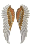 GINGER BIRCH STUDIO GOLDTONE WOOD CARVED ANGEL WINGS WALL DECOR