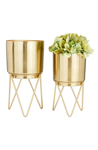 Cosmo By Cosmopolitan Standing Iron Planter In Gold