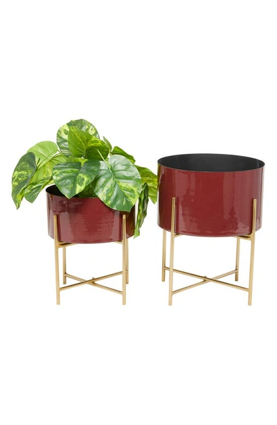 Ginger Birch Studio Red Metal Modern Planter