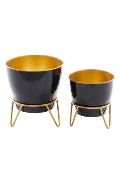 Ginger Birch Studio Black Metal Modern Planter With Removable Stand