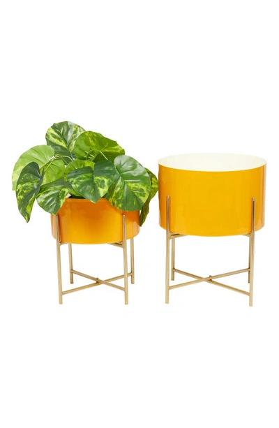 Ginger Birch Studio Yellow Metal Modern Planter