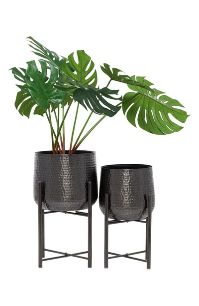 Cosmo By Cosmopolitan Iron Standing Planter In Black