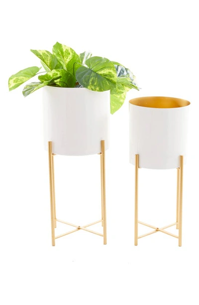 Cosmo By Cosmopolitan White Metal Contemporary Planter With Removable Stand