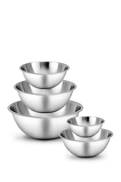 Glomery Stainless Steel Mixing Bowl 5-piece Set In Silver