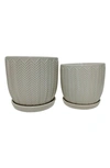 DREW ROSE DESIGNS STACKED CHEVRON CERAMIC PLANTER