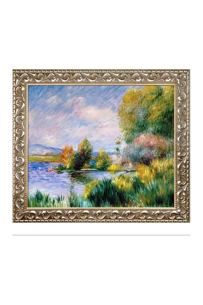 Overstock Art Pierre Auguste Renoir "the Seine At Bougival, 1879" Framed Hand Painted Oil Canvas Wall Art In Multi