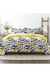 Homespun Premium Ultra Soft Boho Flower 3-piece Reversible Duvet Cover Set In Yellow