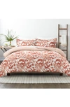 Homespun Premium Ultra Soft Boho Flower 3-piece Reversible Duvet Cover Set In Clay