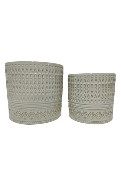 Drew Rose Designs Geometric Ceramic Planter In White