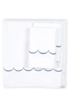 Melange 600tc Scallop Trim 3-piece Duvet Set In Blue