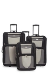 Geoffrey Beene Carnegie 3-piece Wheeled Luggage Set In Black W/ Grey