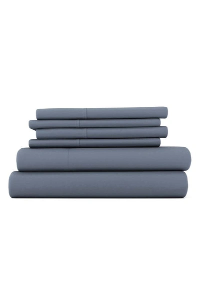 Homespun Premium Ultra Soft 6 Piece Microfiber Solid Sheet Set In Stone