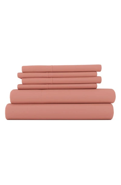 Homespun Premium Ultra Soft 6 Piece Microfiber Solid Sheet Set In Clay