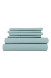 Homespun Premium Ultra Soft 6 Piece Microfiber Solid Sheet Set In Ocean