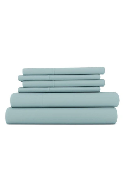 Homespun Premium Ultra Soft 6 Piece Microfiber Solid Sheet Set In Ocean