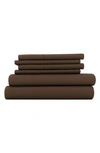 Homespun Premium Ultra Soft 6 Piece Microfiber Solid Sheet Set In Chocolate