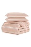 Homespun Premium Ultra Soft Soft Stripe Reversible Down-alternative Comforter In Rose