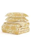 Homespun Premium Ultra Soft Daisy Medallion Reversible Down-alternative Comforter Set In Yellow