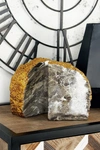 Cosmo By Cosmopolitan Gray Polystone Geode Bookend With Goldtone Detail In Grey