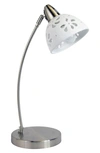 LALIA HOME WHITE FLORAL CUTOUT BRUSHED NICKEL DESK LAMP