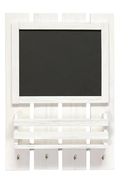 Lalia Home Chalkboard Sign Key Holder Wall Organizer In White